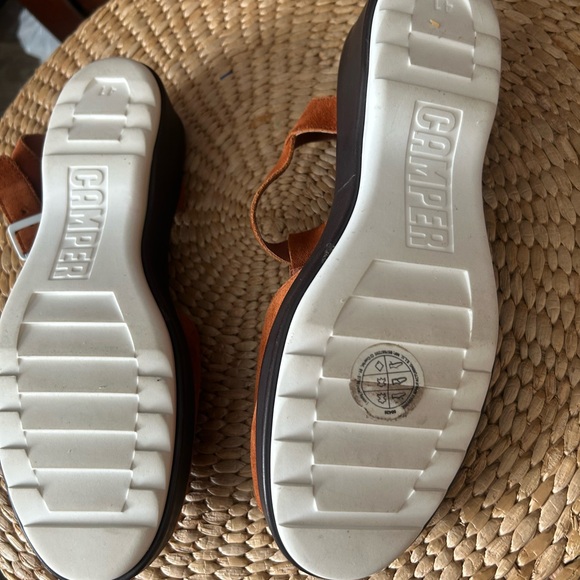 Camper Dessa Women's Size 41/10 Leather  Platform Sandals Shoes Orange Brown - Picture 6 of 9